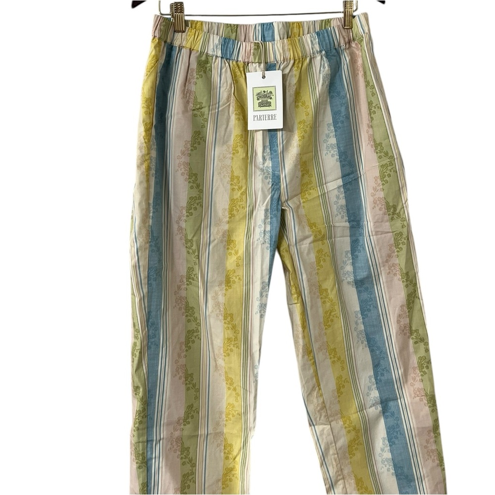 Nwt Parterre Primrose Floral Striped Cotton Green Yellow Blue Pajamas Pants — image 7 of 8